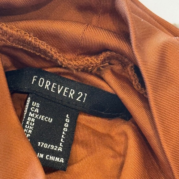 Forever 21 Long Sleeve Mock Neck Thong Bodysuit Cinnamon Brown Size L - Picture 4 of 6